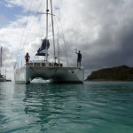 Notre catamaran vu de la plage de Mayreau