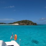 LAa vue arrière de de notre emplacement dans les Tobago Cays