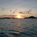 Coucher de soleil dans les Tobago Cays